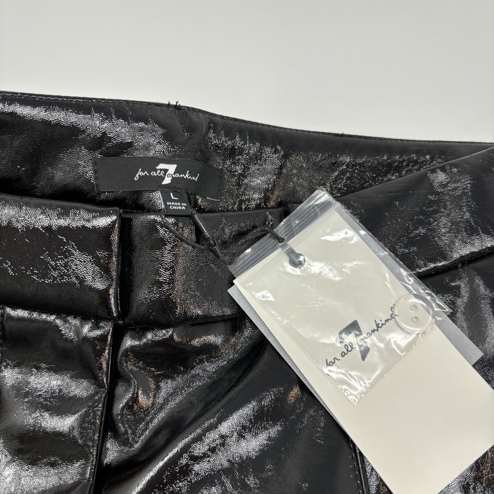 NWT 7 FOR ALL MANKIND Faux Black Patent Leather Easy Trouser - Large - Picture 4 of 6